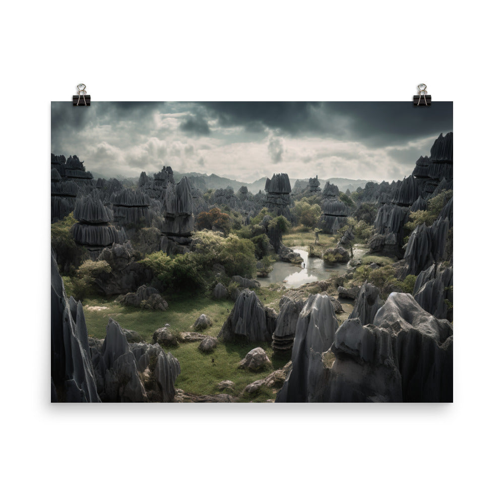 Limestone Wonderland of Shilin Stone Forest photo paper poster - Posterfy.AI