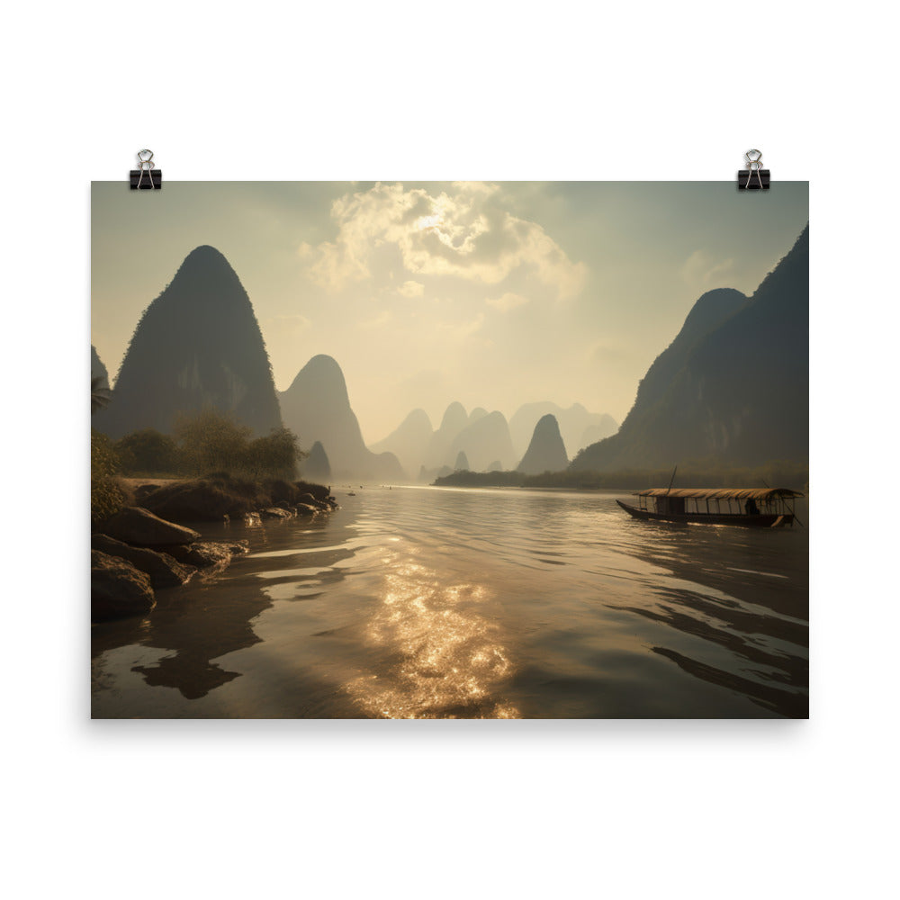 Majestic Landscape of Li River photo paper poster - Posterfy.AI