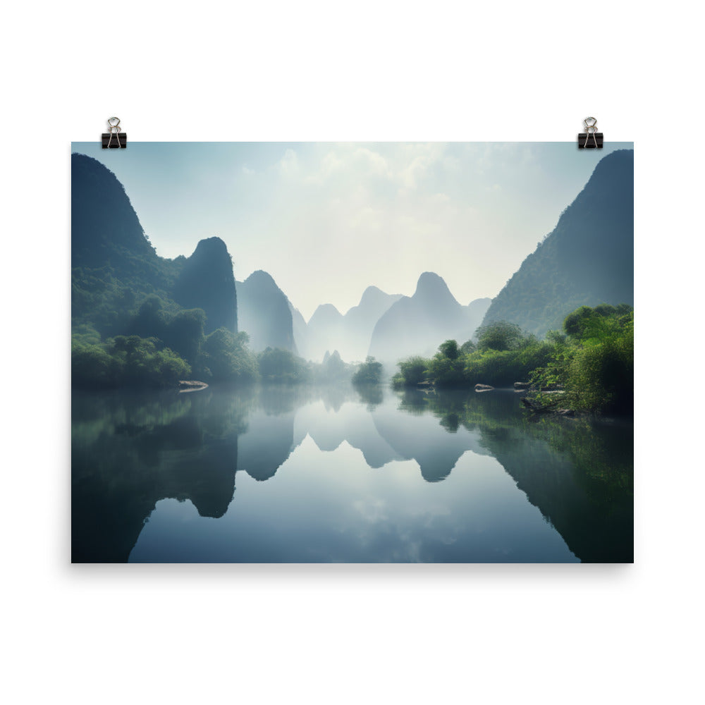 Li Rivers Karst Limestone Mountains photo paper poster - Posterfy.AI