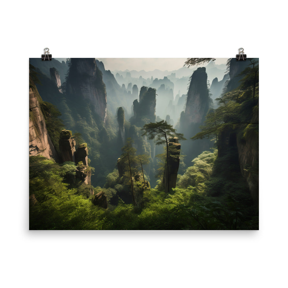 Serene Beauty of Zhangjiajies Forest Park photo paper poster - Posterfy.AI