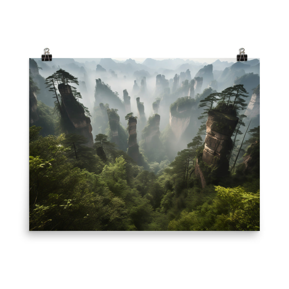 Misty Valley of Zhangjiajie photo paper poster - Posterfy.AI