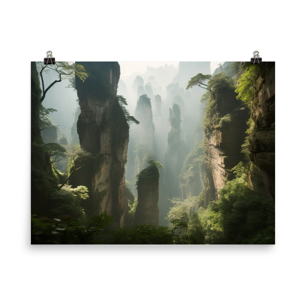 Misty Pillars of Zhangjiajie photo paper poster - Posterfy.AI