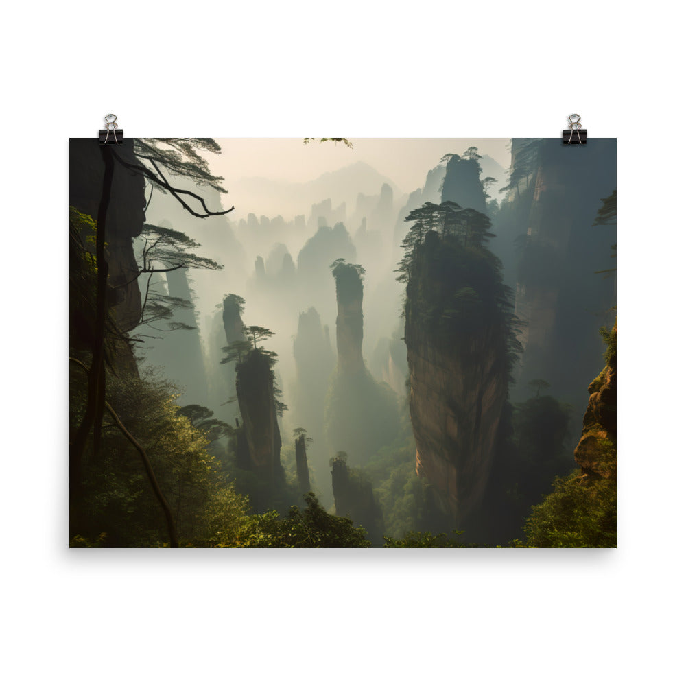 Misty Pillars of Zhangjiajie photo paper poster - Posterfy.AI