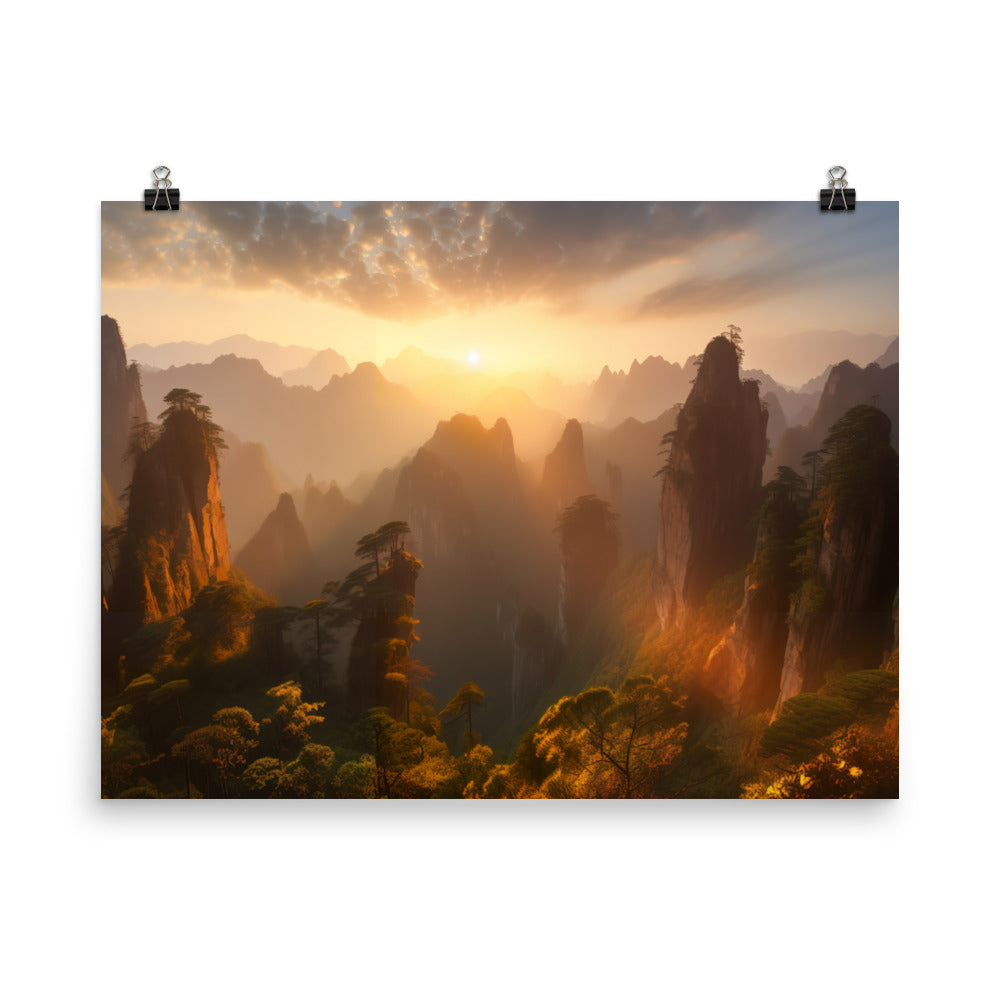 Majestic Sunrise at Tianzi Mountain photo paper poster - Posterfy.AI