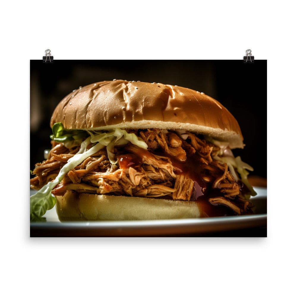 Juicy Pulled Pork Sandwich photo paper poster - Posterfy.AI