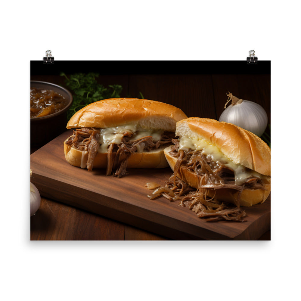 French Dip Sandwich with Caramelized Onions photo paper poster - Posterfy.AI