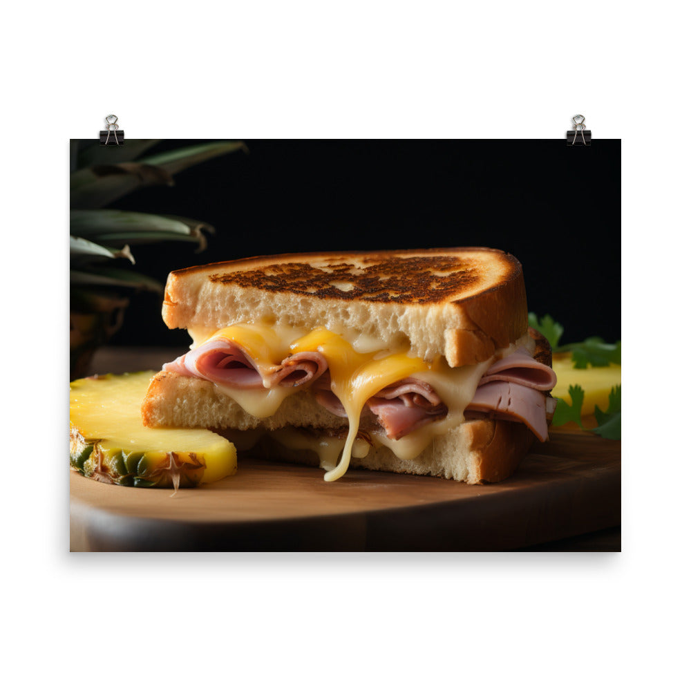Hawaiian Grilled Cheese with Pineapple and Ham photo paper poster - Posterfy.AI