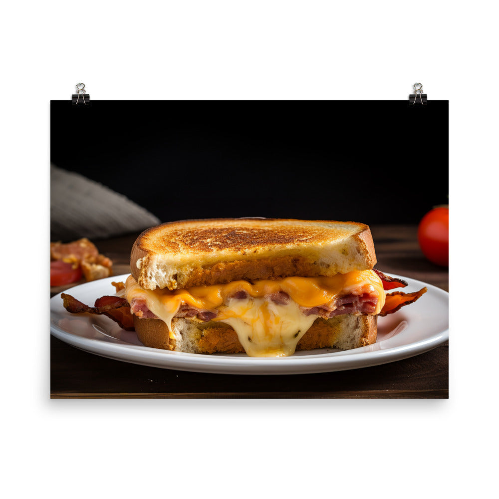 Gourmet Grilled Cheese with Bacon and Tomato photo paper poster - Posterfy.AI