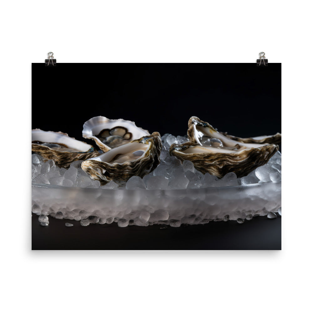 Delicate Olympia Oysters on the Half Shell photo paper poster - Posterfy.AI