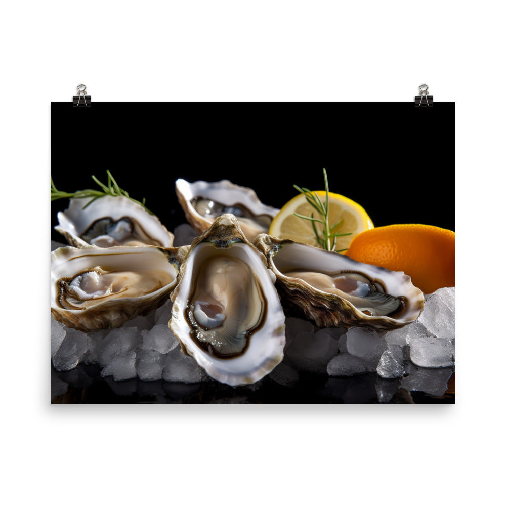 Succulent Eastern Oysters on Ice photo paper poster - Posterfy.AI