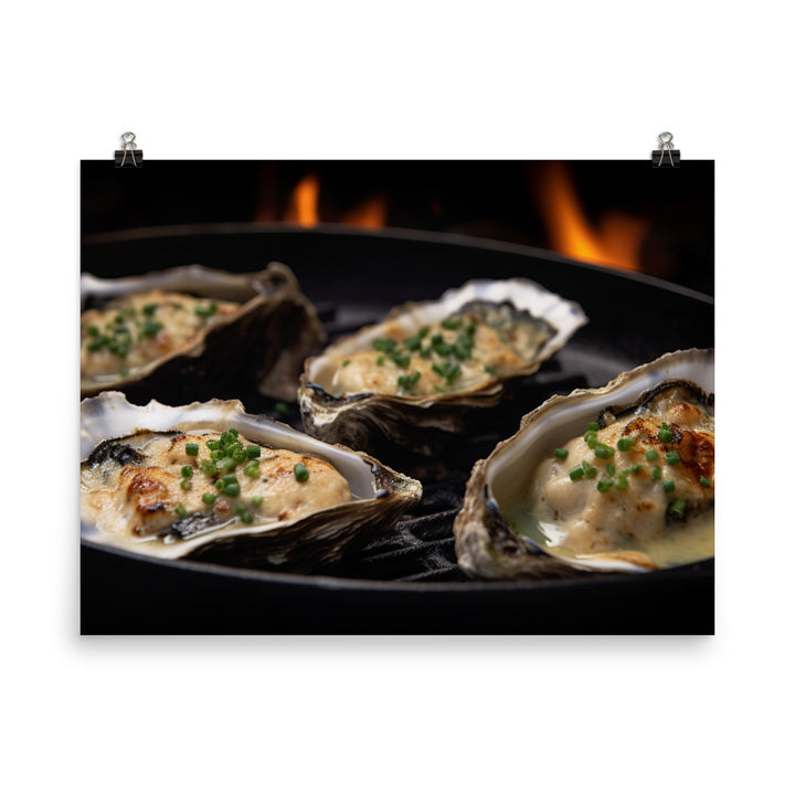 Grilled Pacific Oysters with Garlic and Butter photo paper poster - Posterfy.AI