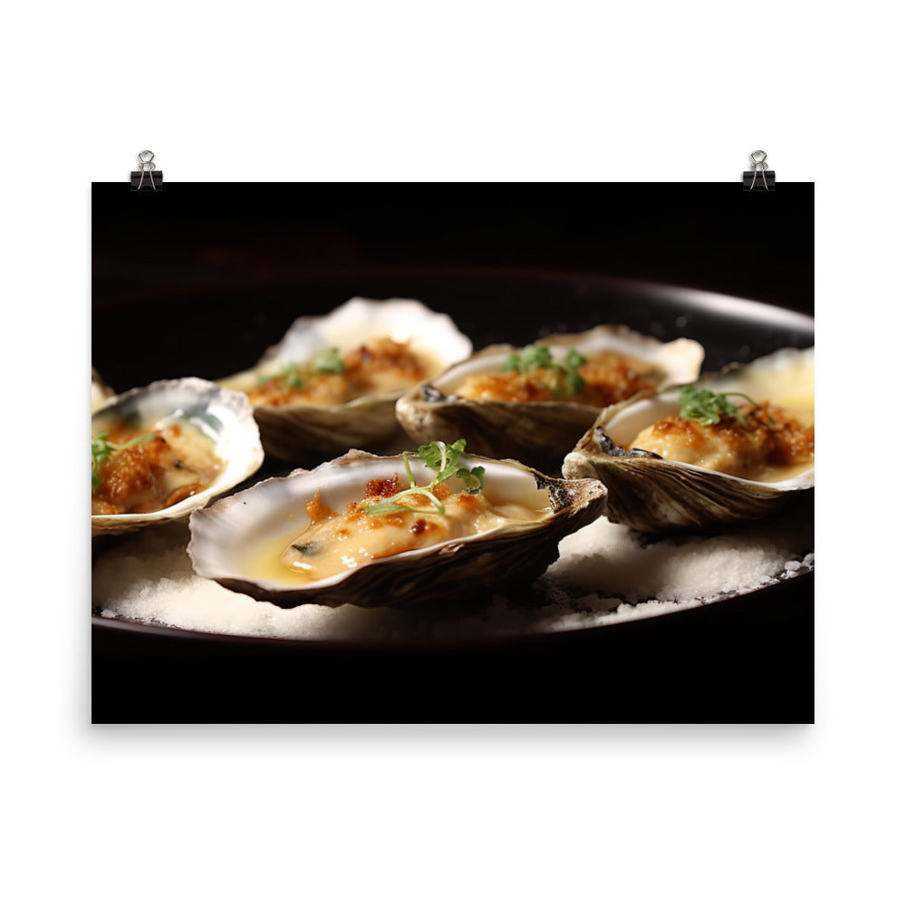 Grilled Pacific Oysters with Garlic and Butter photo paper poster - Posterfy.AI