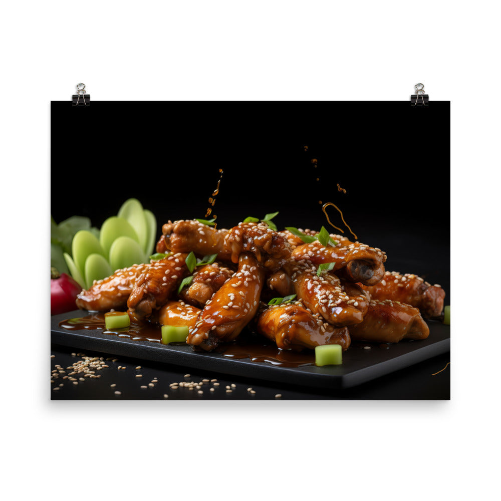 Sticky Teriyaki Chicken Wings photo paper poster - Posterfy.AI