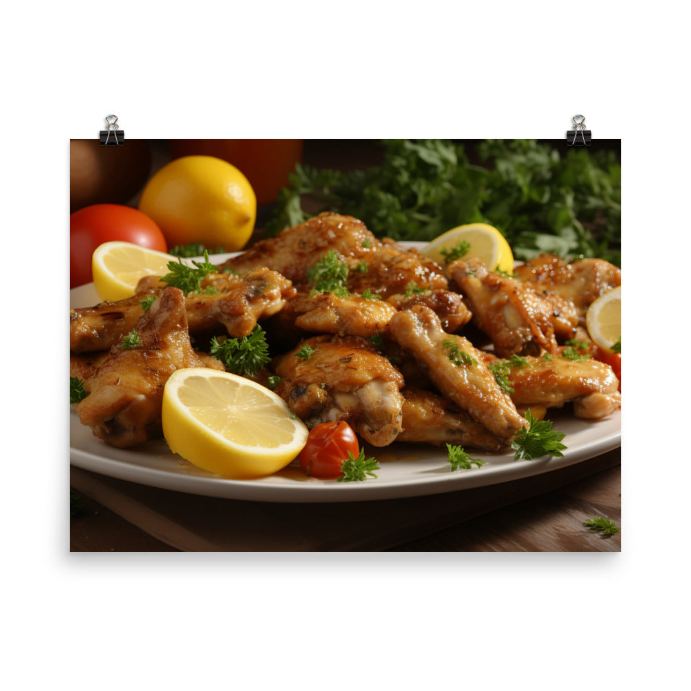 Platter of Honey Mustard Chicken Wings photo paper poster - Posterfy.AI