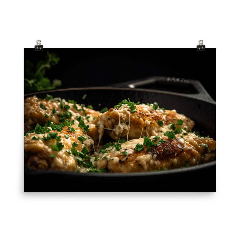 Sizzling Garlic Parmesan Chicken Wings photo paper poster - Posterfy.AI