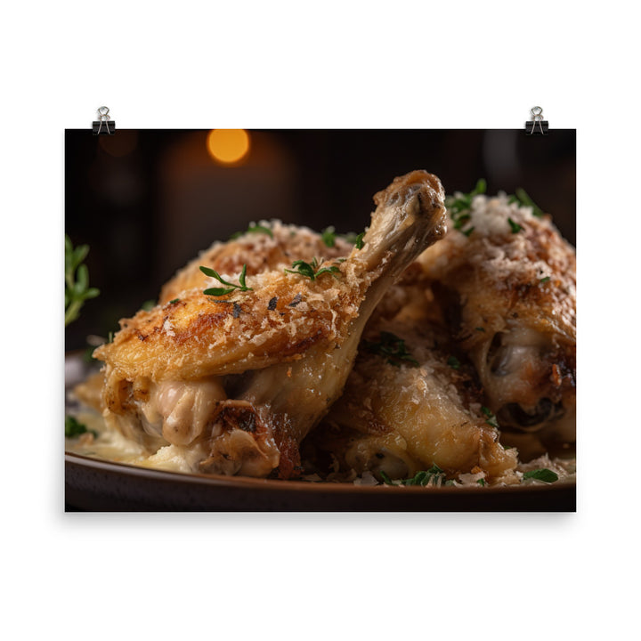 Mouthwatering Garlic Parmesan Chicken Wings photo paper poster - Posterfy.AI