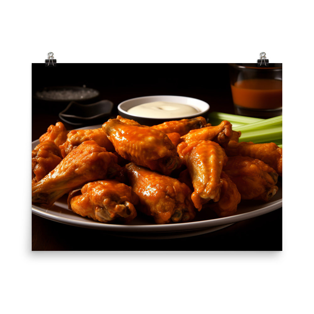 Crispy and Delicious Buffalo Chicken Wings photo paper poster - Posterfy.AI