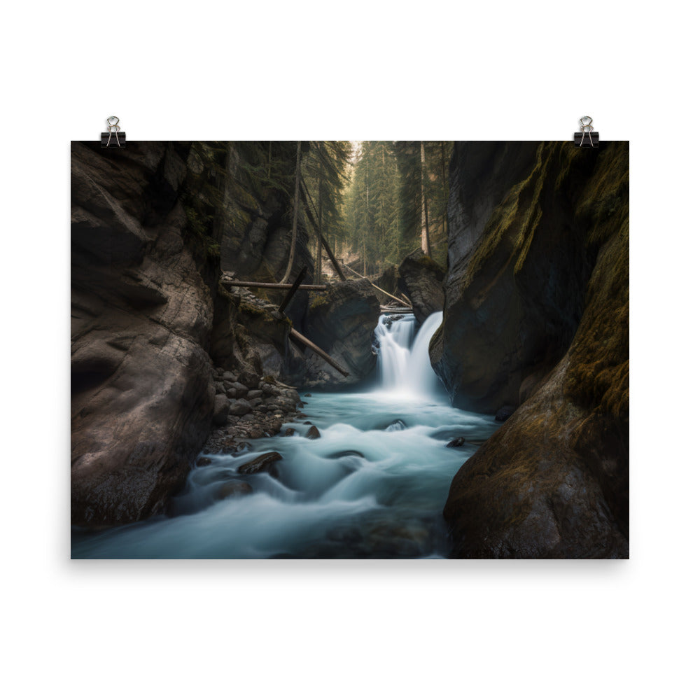 Power of Johnston Canyon Falls photo paper poster - Posterfy.AI