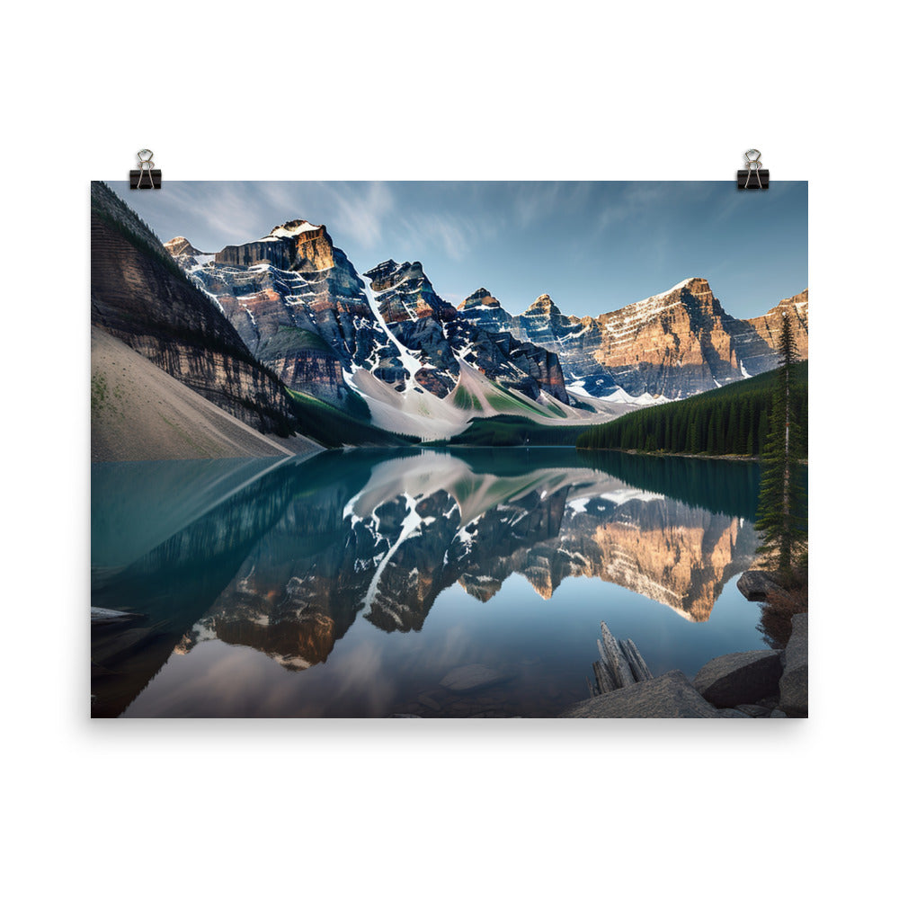 Mirror Like Beauty of Lake Moraine photo paper poster - Posterfy.AI