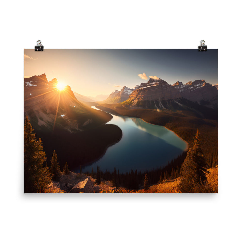 Enjoy Peyto Lake in Warm Golden Light photo paper poster - Posterfy.AI
