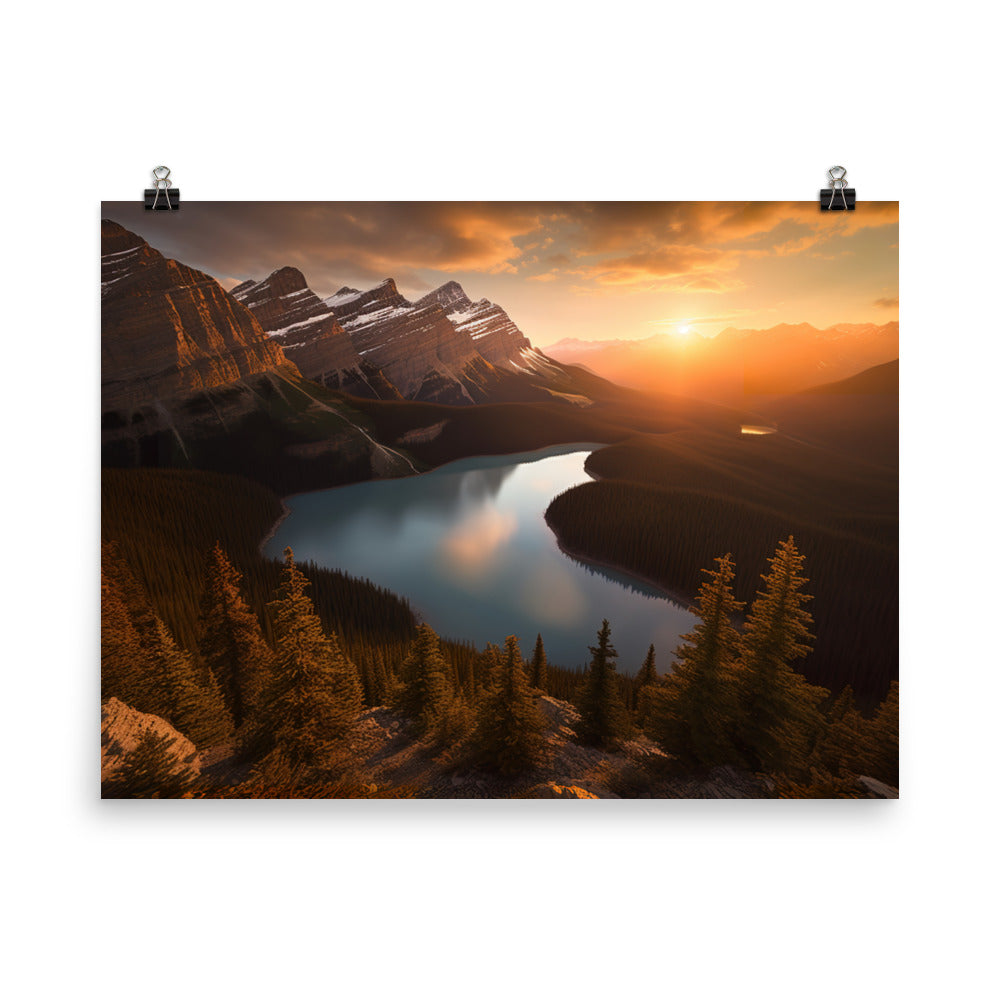 Enjoy Peyto Lake in Warm Golden Light photo paper poster - Posterfy.AI