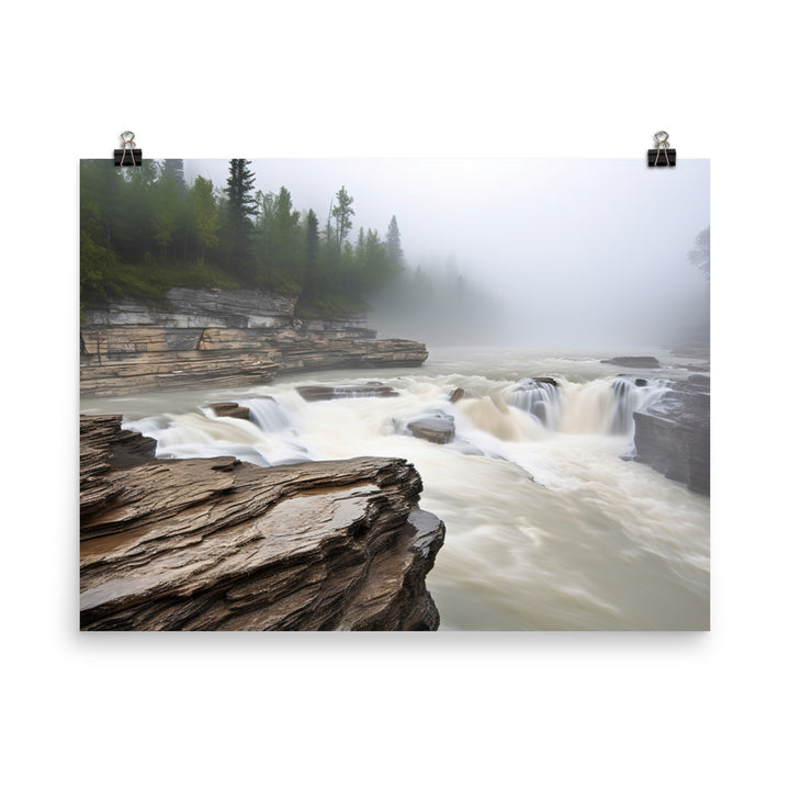 Elegance of Athabasca Falls photo paper poster - Posterfy.AI