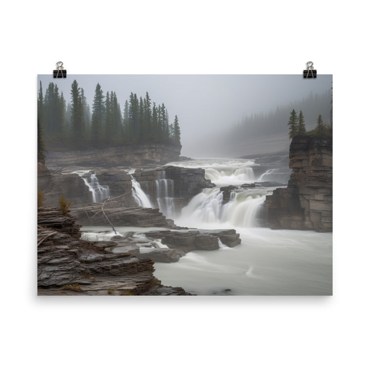 Elegance of Athabasca Falls photo paper poster - Posterfy.AI