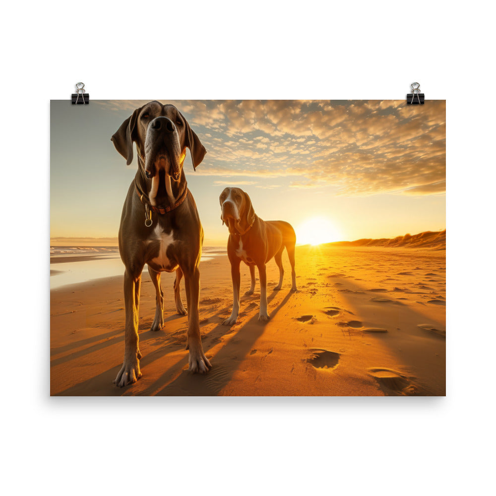 Great Danes at Sunset photo paper poster - Posterfy.AI
