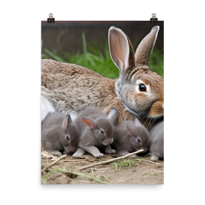 Flemish Giant Rabbit Family Time Photo paper poster - PosterfyAI.com