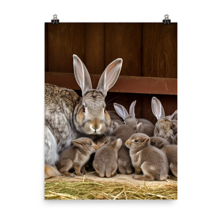 Flemish Giant Rabbit Family Time Photo paper poster - PosterfyAI.com