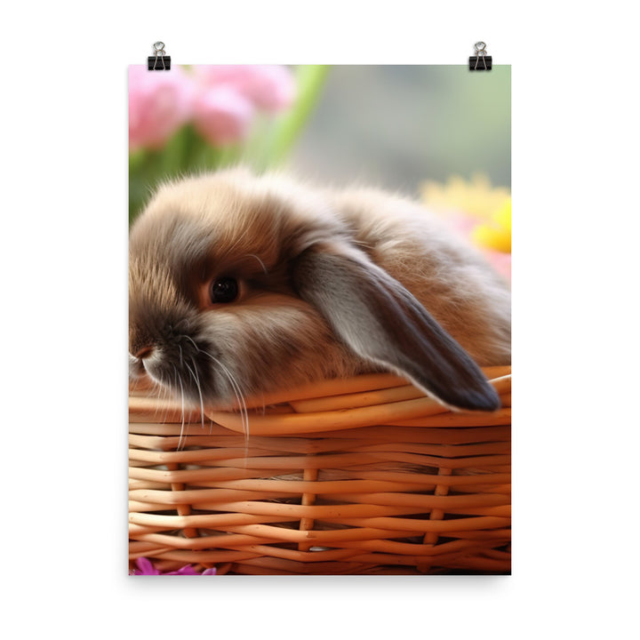 American Fuzzy Lop in a Basket Photo paper poster - PosterfyAI.com