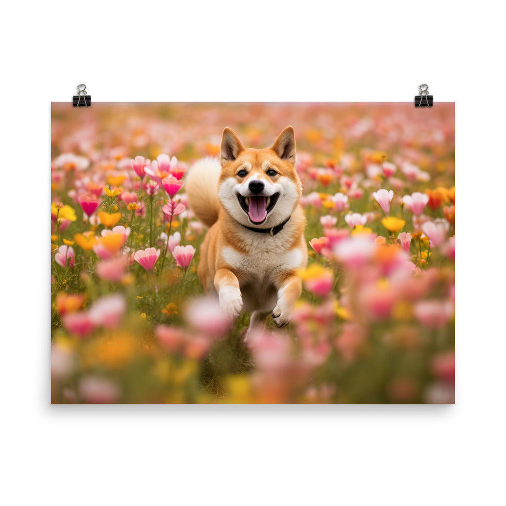 Shiba Inu Running photo paper poster - Posterfy.AI