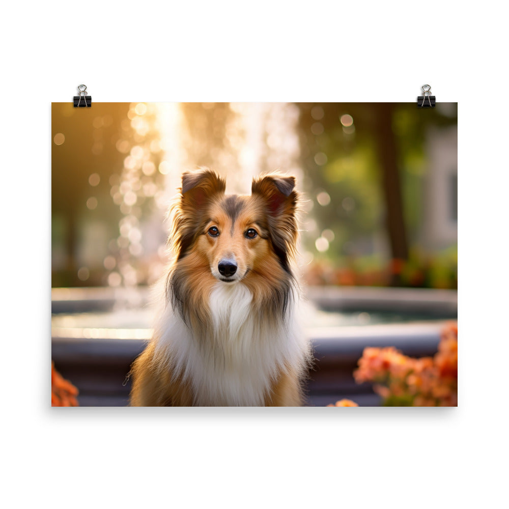 Shetland Sheepdog Posing in the Park photo paper poster - Posterfy.AI