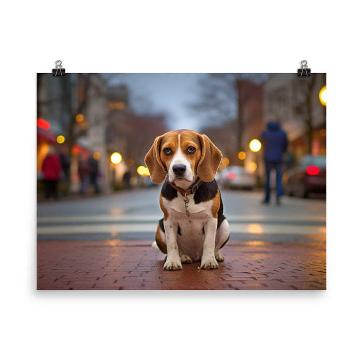 Beagle in the city photo paper poster - Posterfy.AI