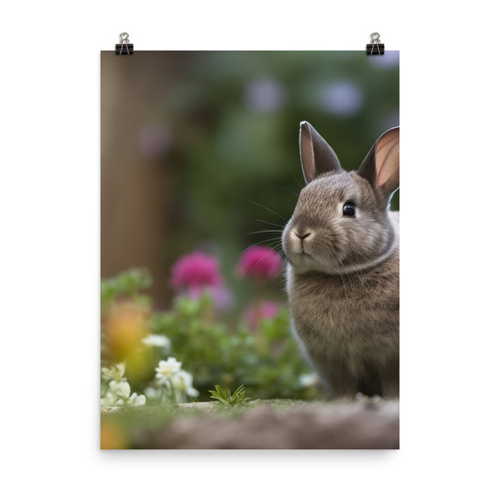 Netherland Dwarf in the Garden Photo paper poster - PosterfyAI.com