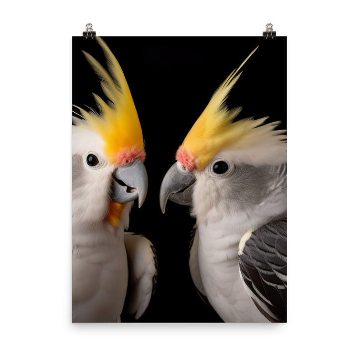 Graceful Cockatiels Photo paper poster - PosterfyAI.com