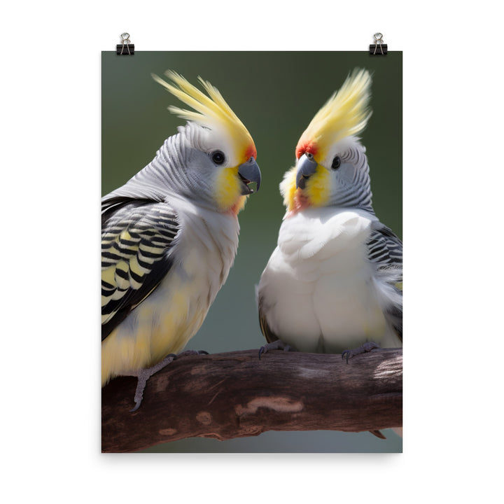 Graceful Cockatiels Photo paper poster - PosterfyAI.com