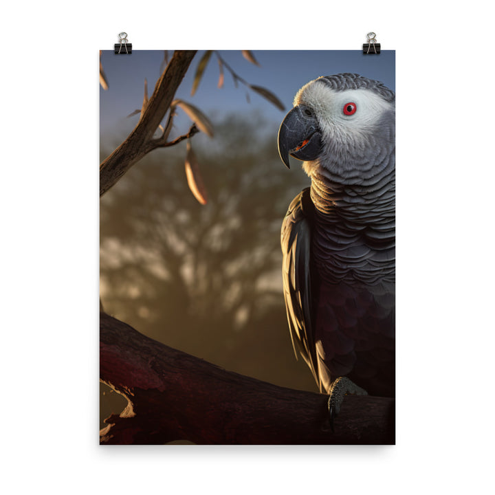 Elegant African Grey Parrot Photo paper poster - PosterfyAI.com