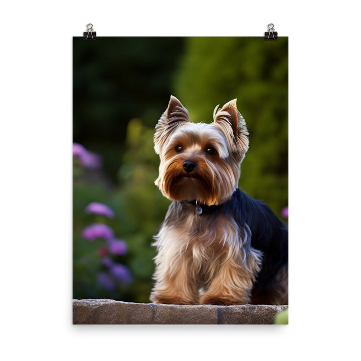 Yorkshire Terrier in the Garden Photo paper poster - PosterfyAI.com
