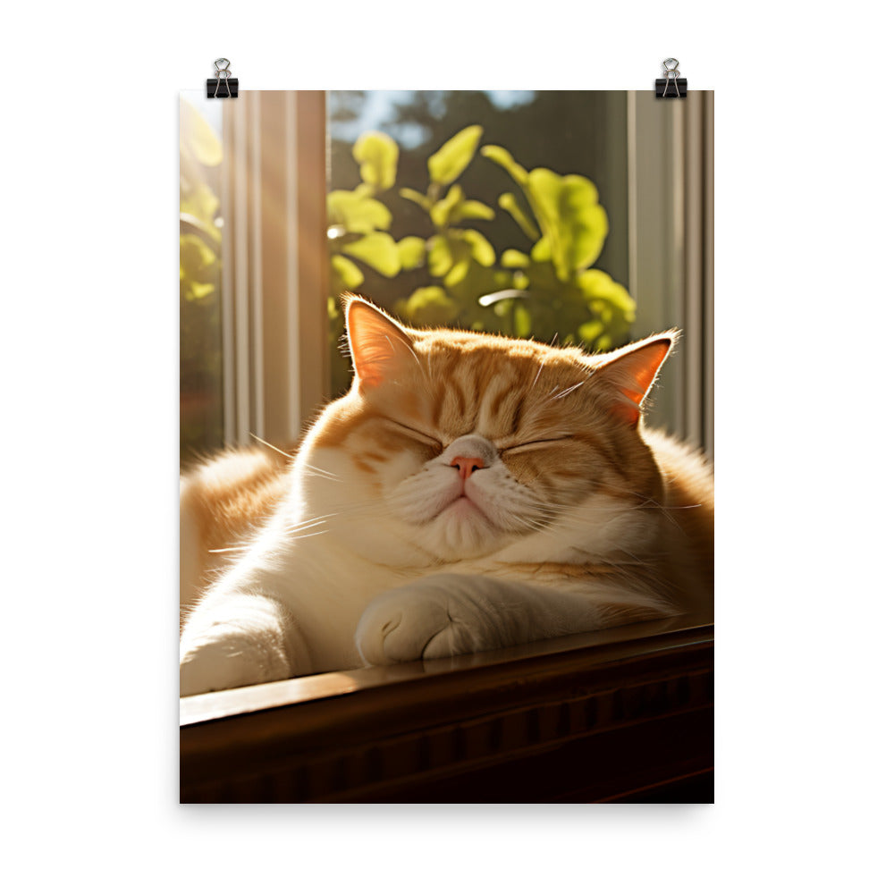Exotic Shorthair Cat Napping Photo paper poster - PosterfyAI.com