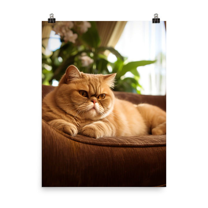 Exotic Shorthair Cat Lounging Photo paper poster - PosterfyAI.com