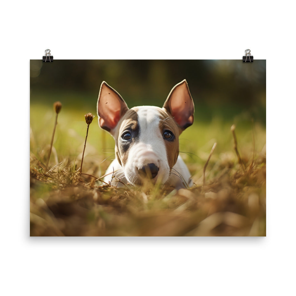 Playful Bull Terrier Pup photo paper poster - Posterfy.AI
