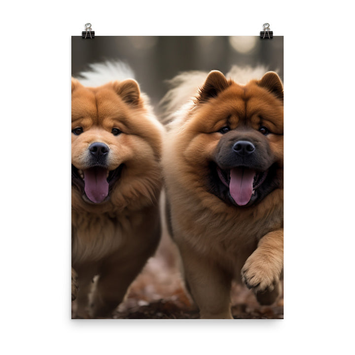 Two Chow Chows Having Fun Photo paper poster - PosterfyAI.com