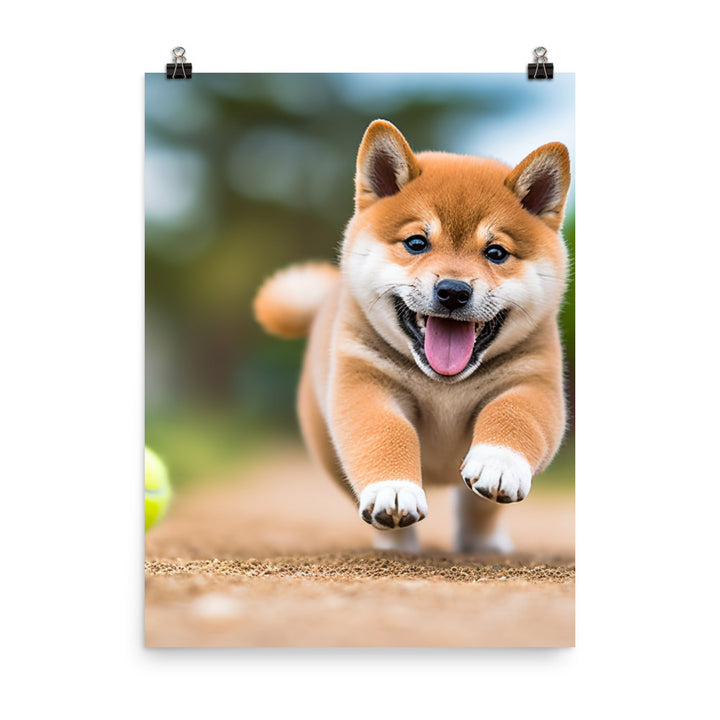 Shiba Inu Pup Playing Photo paper poster - PosterfyAI.com
