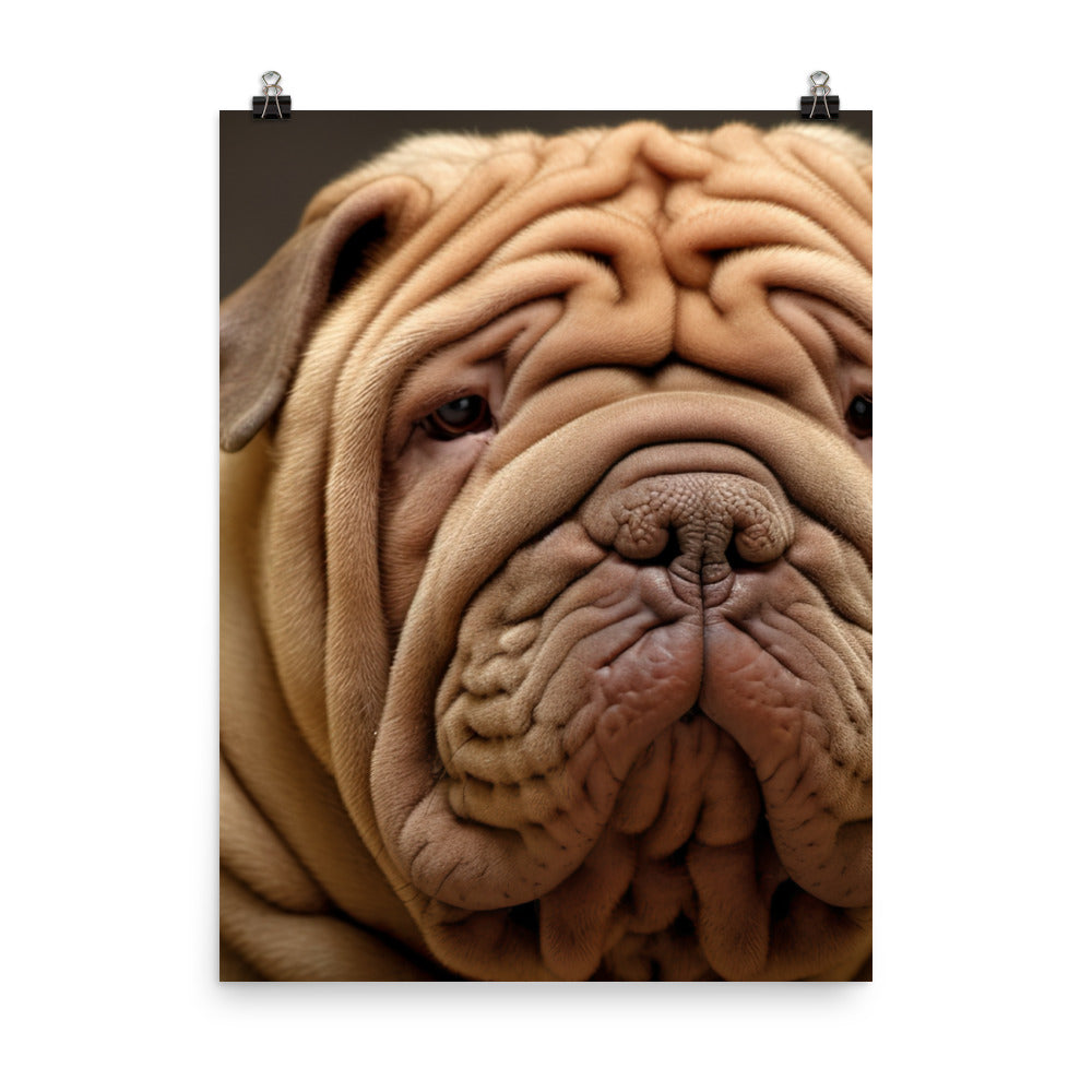 Shar Pei Portrait Photo paper poster - PosterfyAI.com