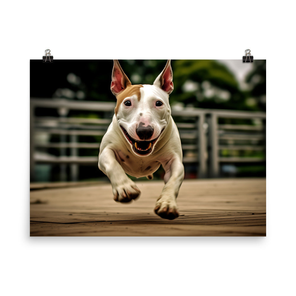 Bull Terrier at Play photo paper poster - Posterfy.AI
