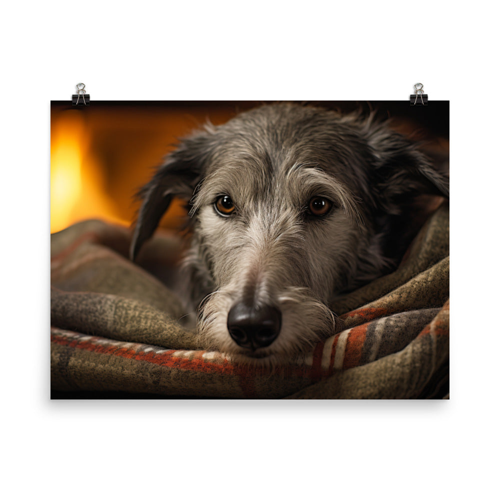 Sleepy Scottish Deerhound by the Fire photo paper poster - Posterfy.AI