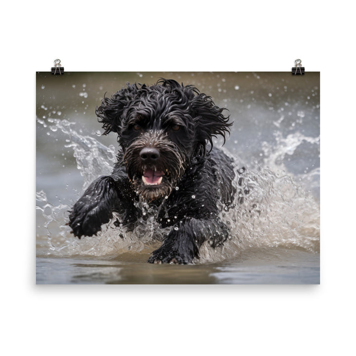 Portuguese Water Dog playing photo paper poster - Posterfy.AI