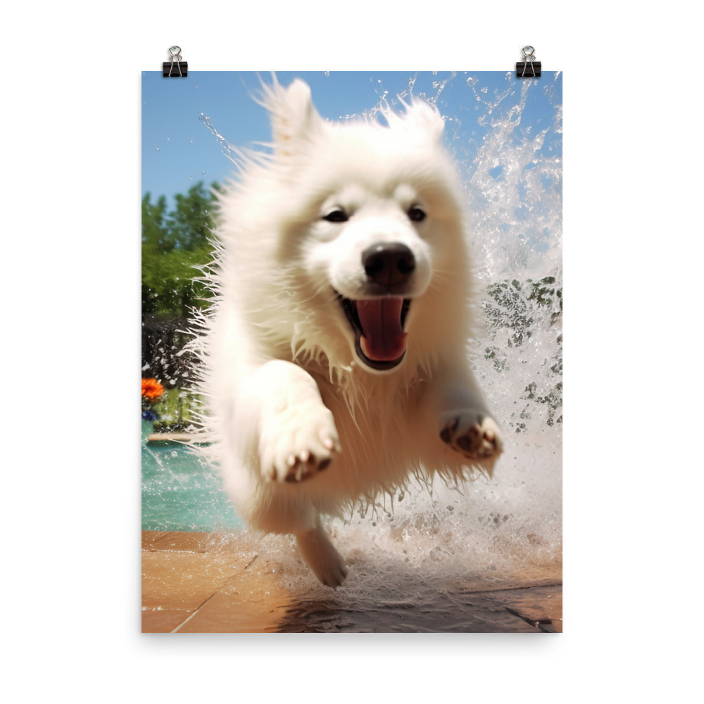 Samoyed Splash Photo paper poster - PosterfyAI.com