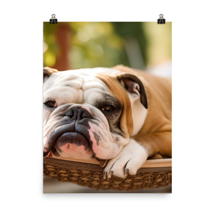 Relaxing Bulldog in the Hammock Photo paper poster - PosterfyAI.com